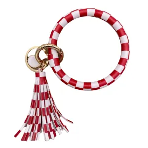 KC-8845 Check Red Wristlet Key Chain