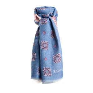 LIGHT BLUE COTTON AND LINEN SCARF
