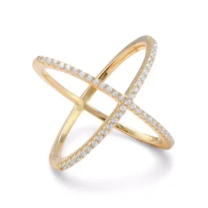 Long X Diamond CZ .925 Sterling Silver Event Daily Waterproof Ring