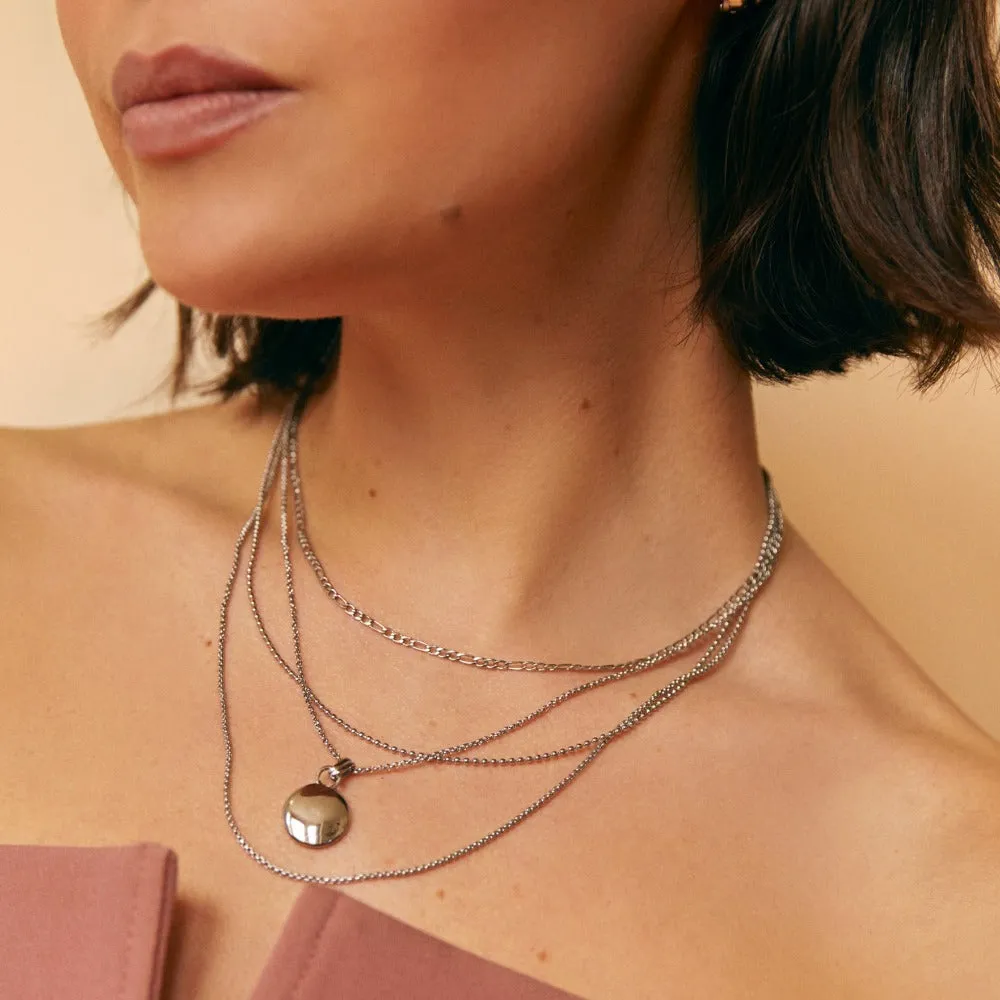 LUXE Multi Row Chain Necklace - Silver