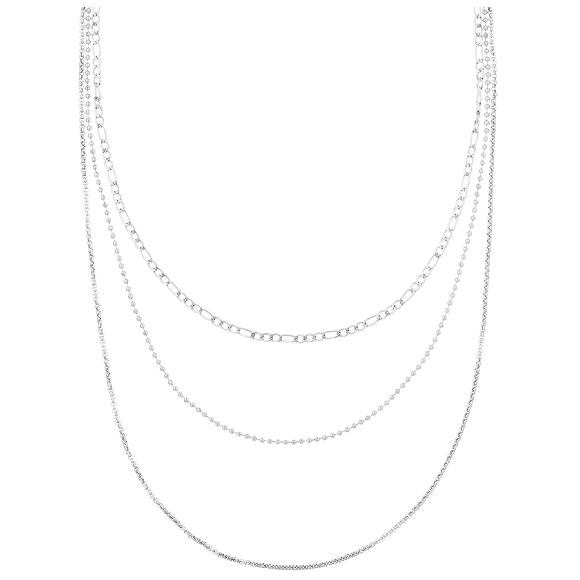 LUXE Multi Row Chain Necklace - Silver