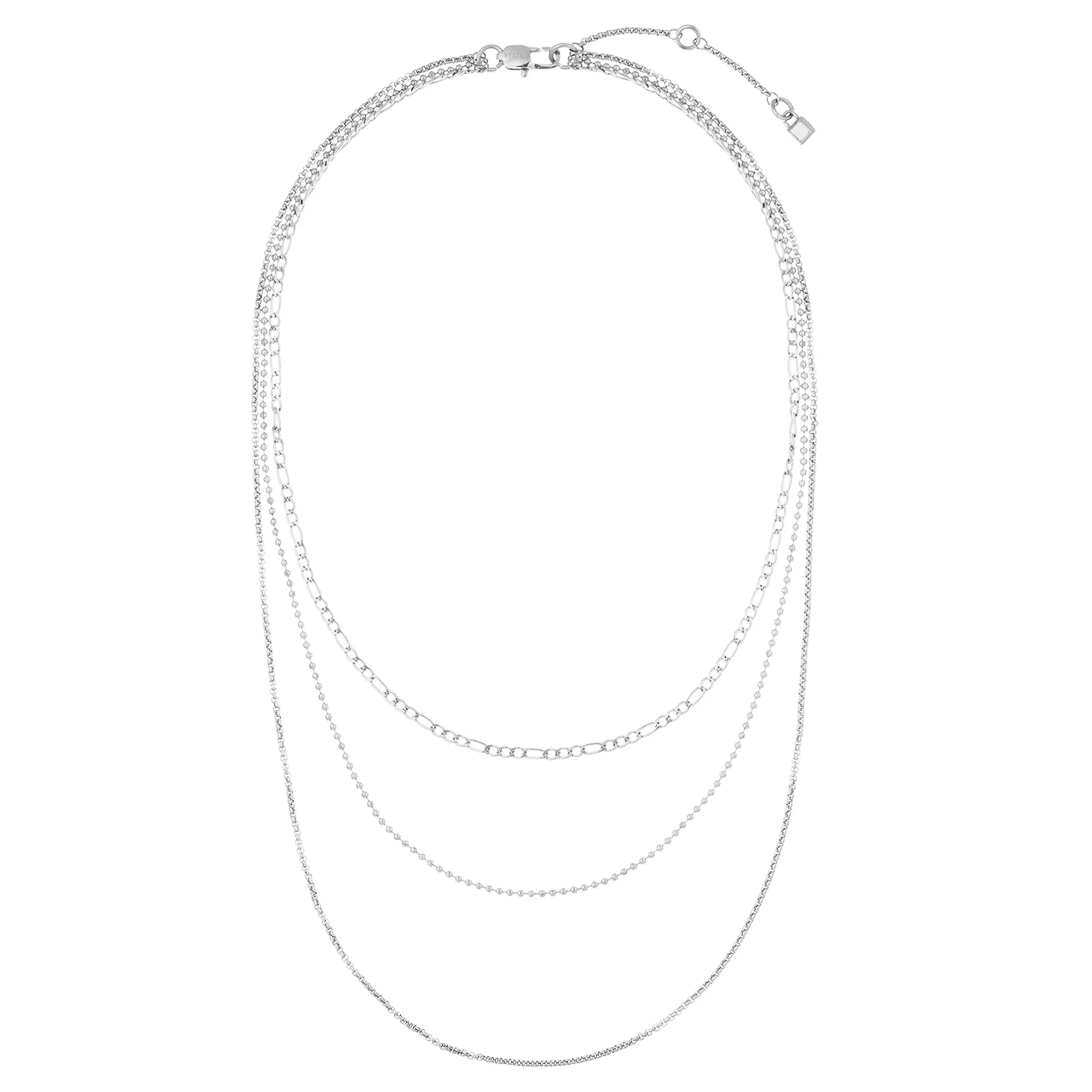 LUXE Multi Row Chain Necklace - Silver