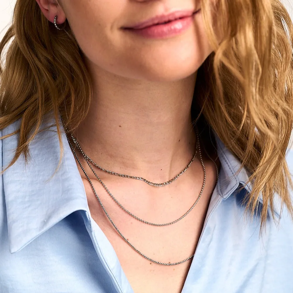 LUXE Multi Row Chain Necklace - Silver