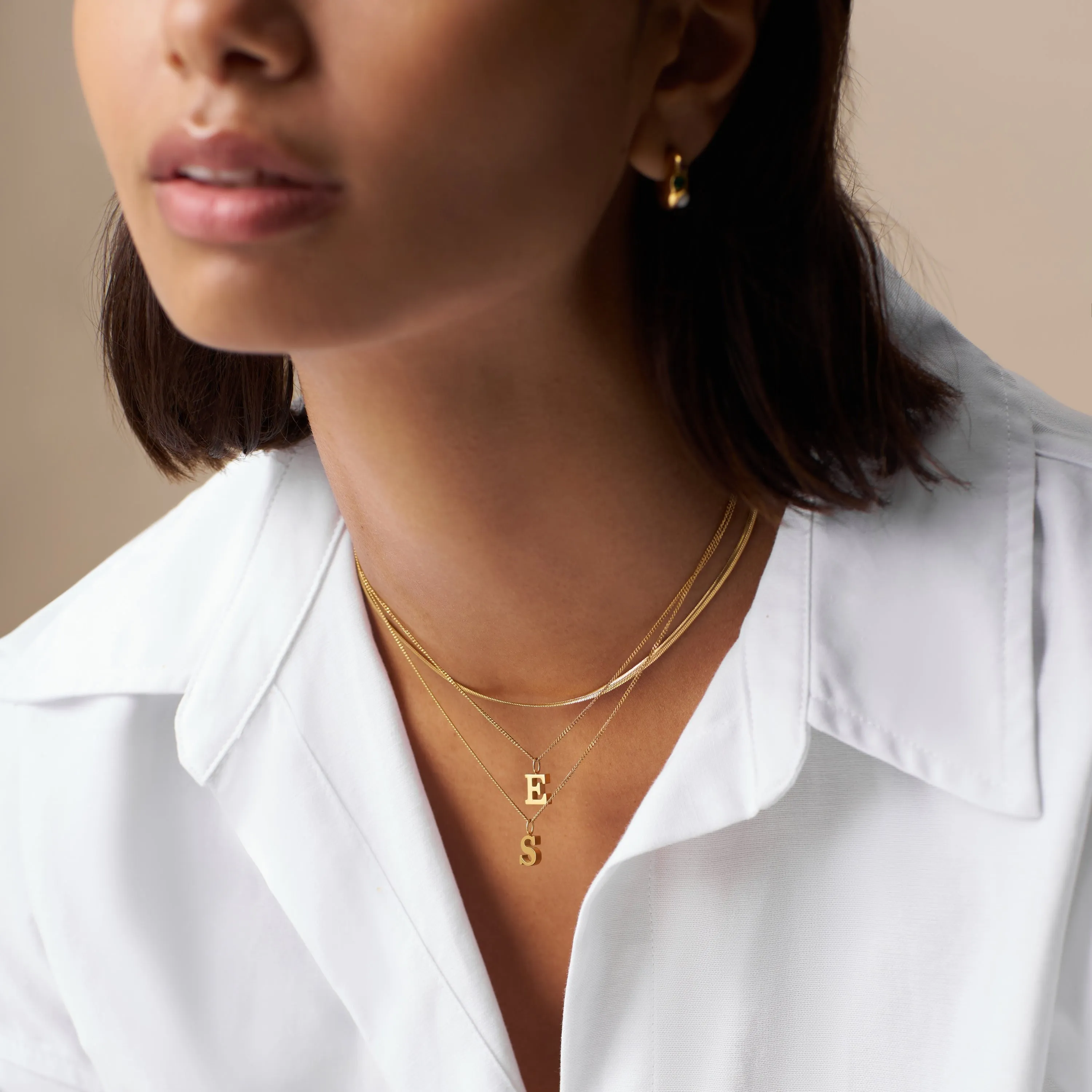 LUXE S Initial Necklace - Gold
