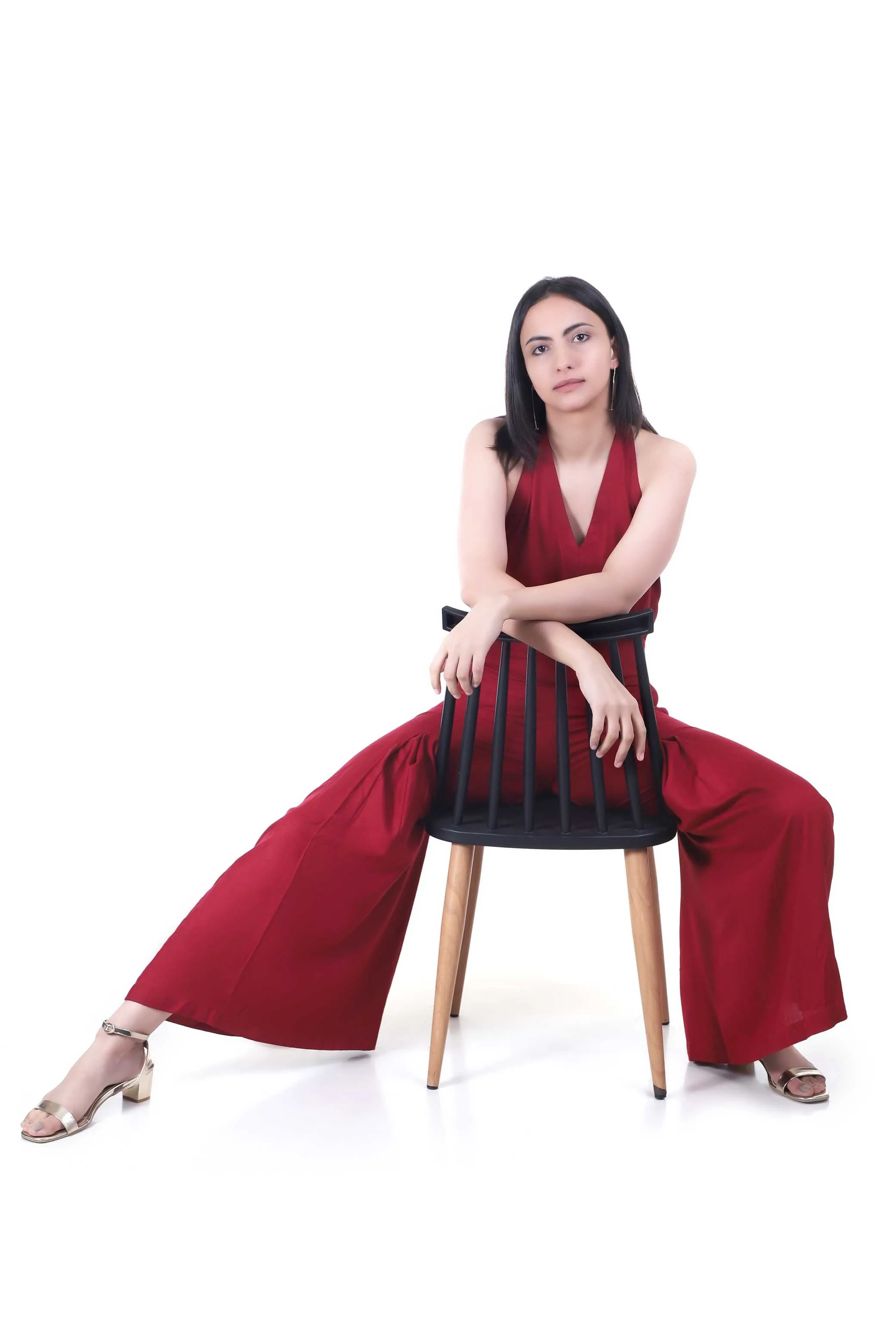 MAROON SLEEVELESS JUMPSUIT FOR WOMEN
