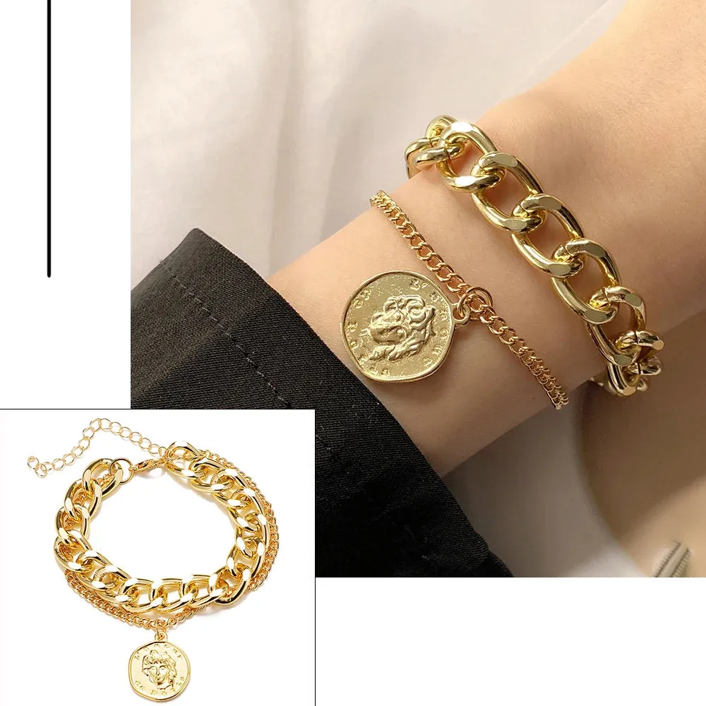 MAYTRENDS  -  Bohemian Bracelets for Women Fashion Multilayer Beaded Chain Bracelets Set Charm Bracelet Bangles Jewelry Punk