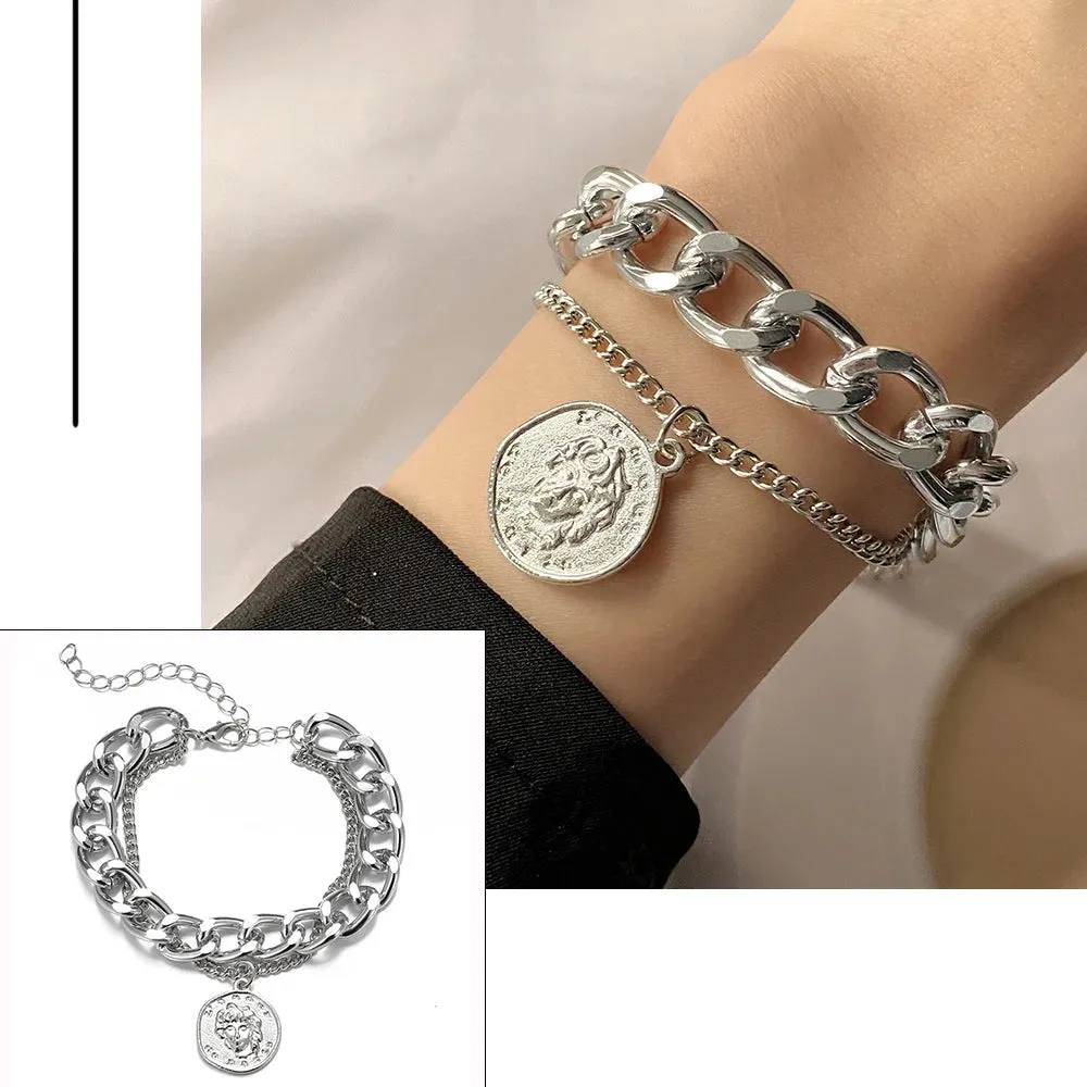 MAYTRENDS  -  Bohemian Bracelets for Women Fashion Multilayer Beaded Chain Bracelets Set Charm Bracelet Bangles Jewelry Punk