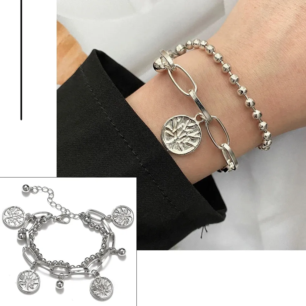 MAYTRENDS  -  Bohemian Bracelets for Women Fashion Multilayer Beaded Chain Bracelets Set Charm Bracelet Bangles Jewelry Punk
