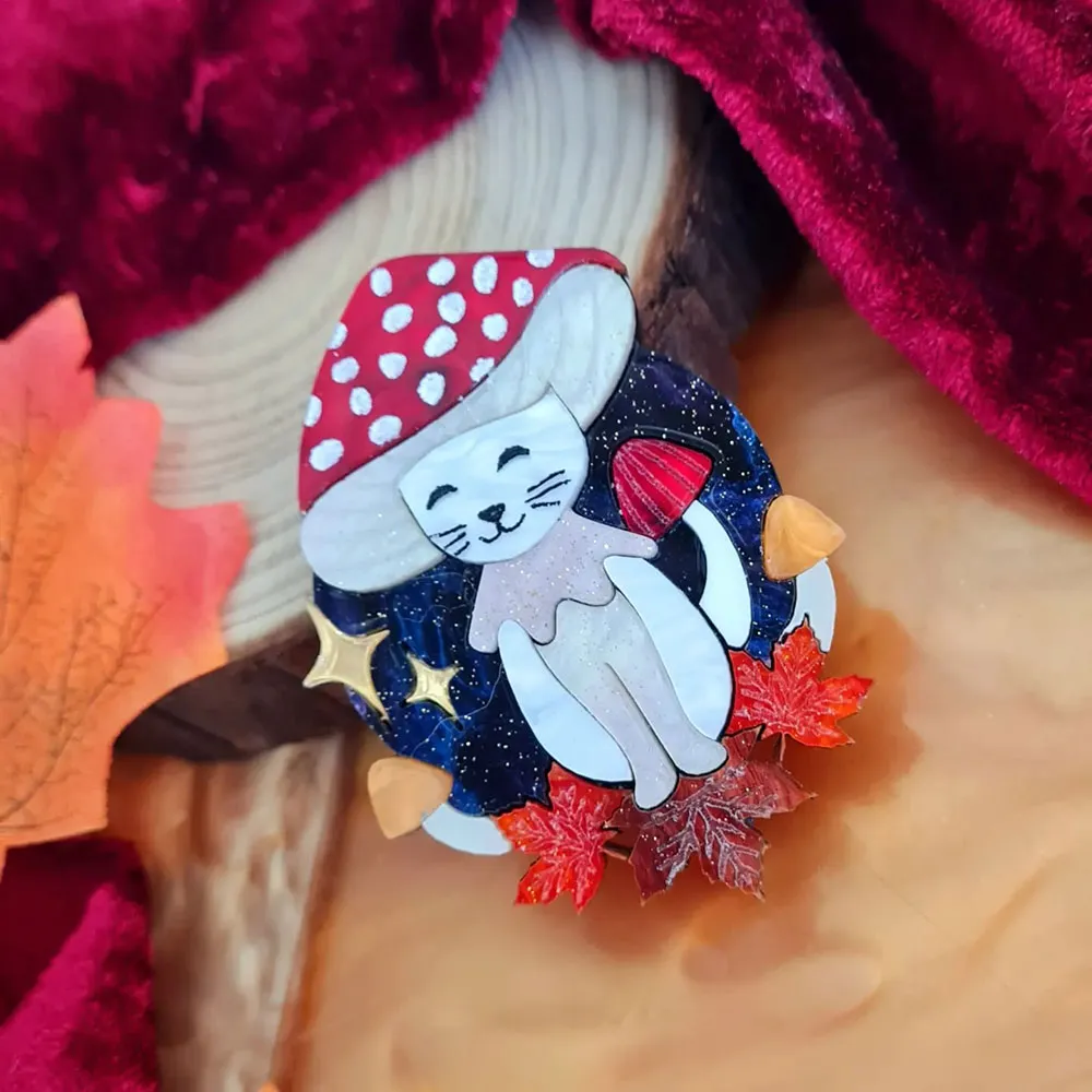 Meowshroom Brooch by Cherryloco Jewellery