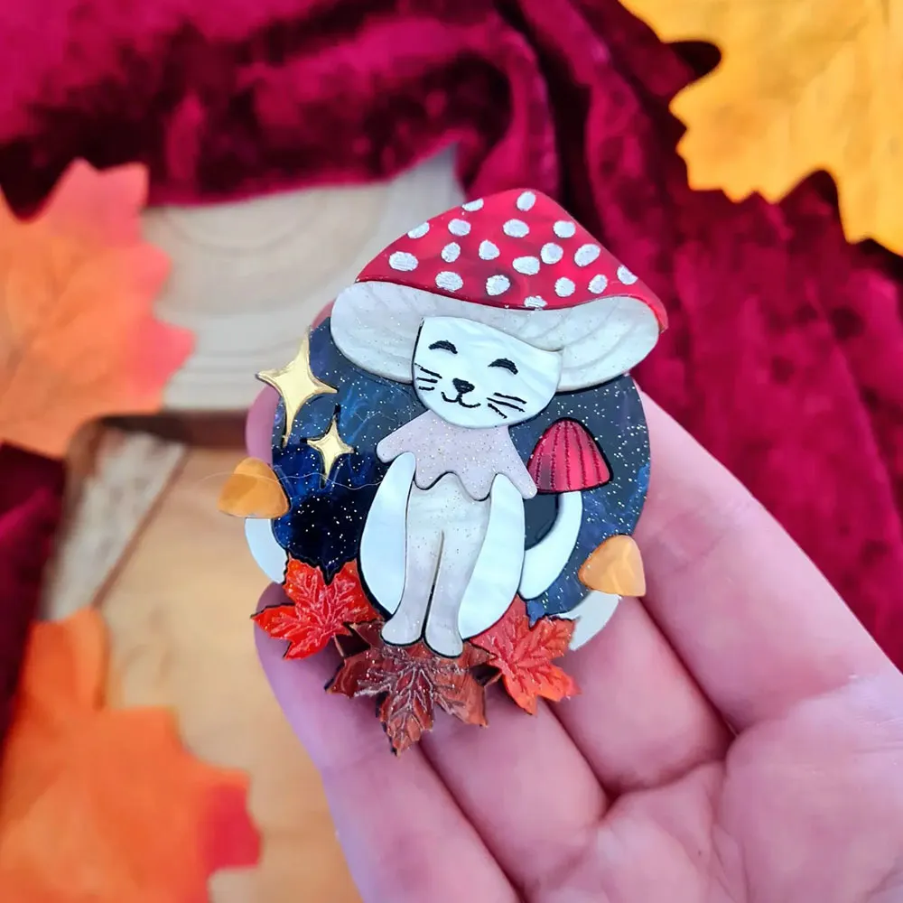 Meowshroom Brooch by Cherryloco Jewellery