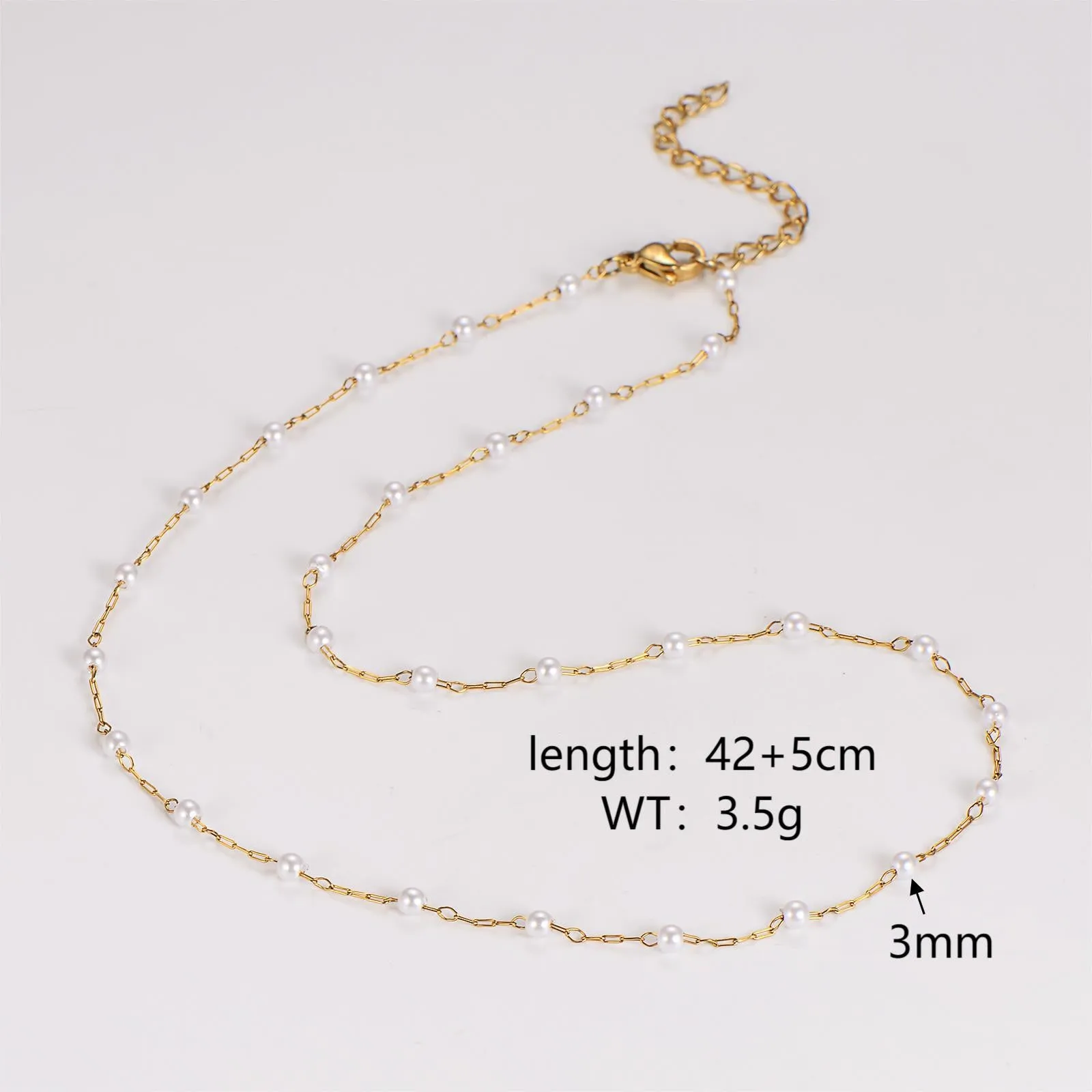 Minimalist Asymmetrical Chain Pearl Electroplating Necklaces