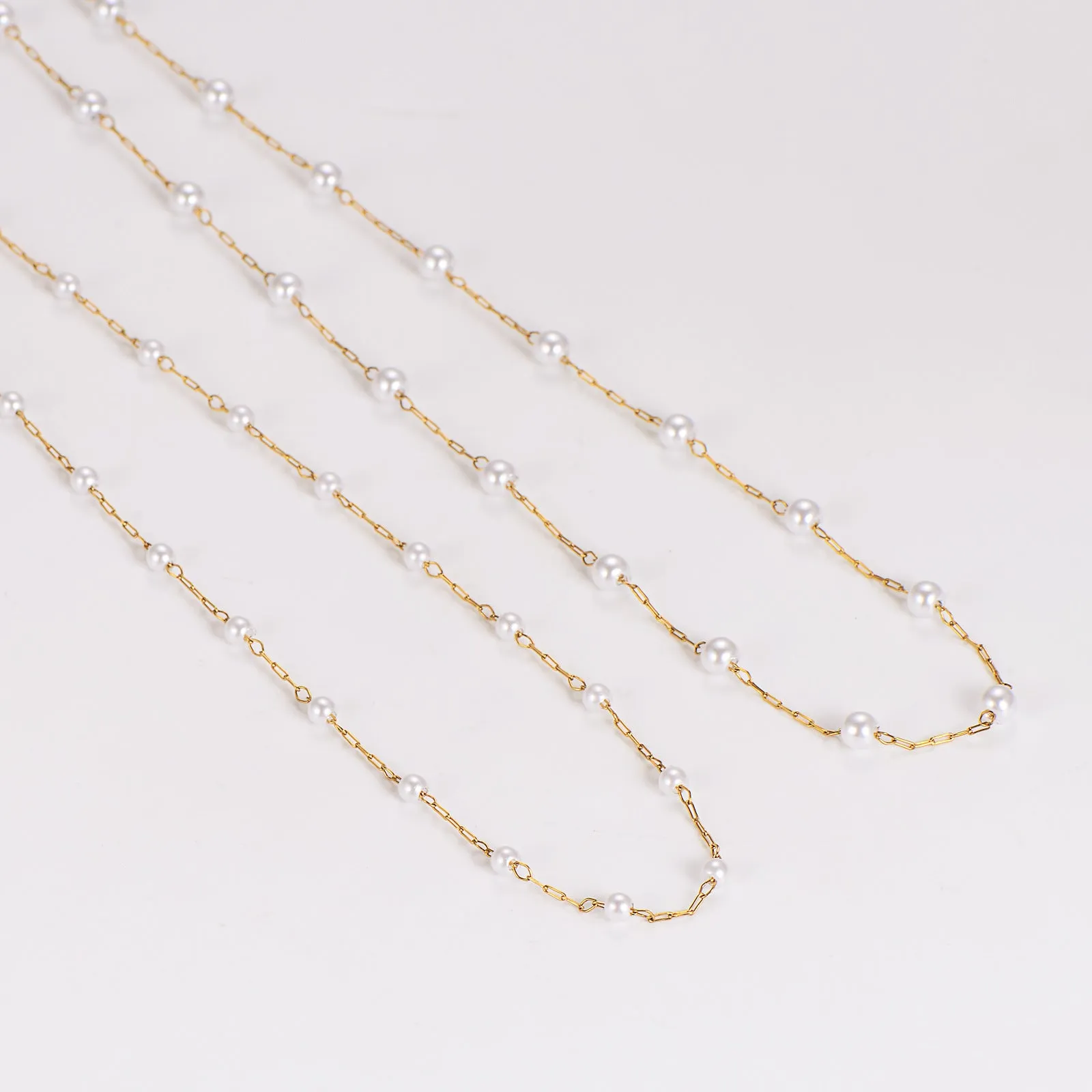 Minimalist Asymmetrical Chain Pearl Electroplating Necklaces