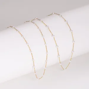 Minimalist Asymmetrical Chain Pearl Electroplating Necklaces