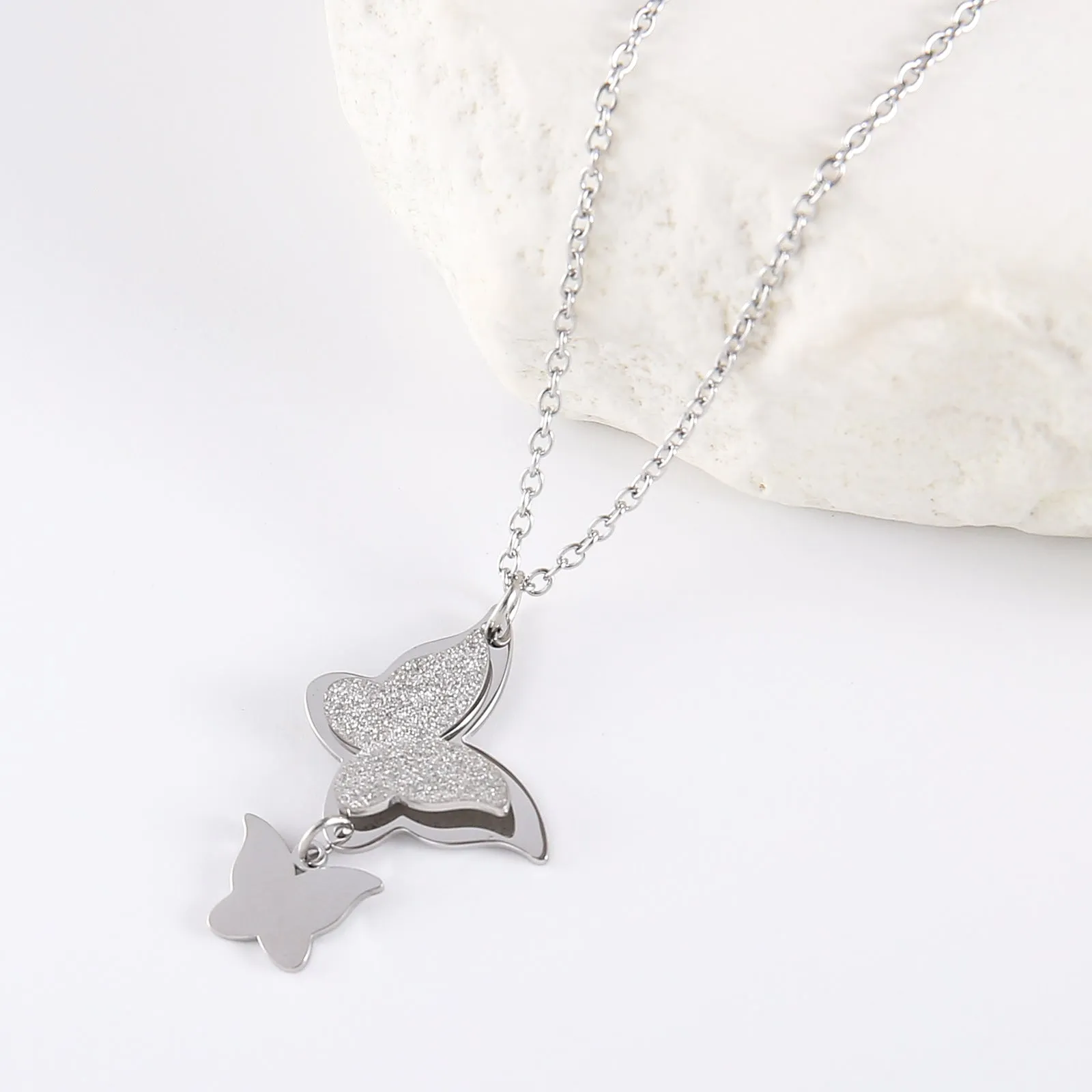 Minimalist Butterfly Insect Stainless Steel Polishing Necklaces