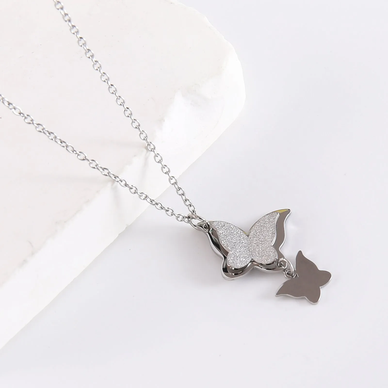 Minimalist Butterfly Insect Stainless Steel Polishing Necklaces