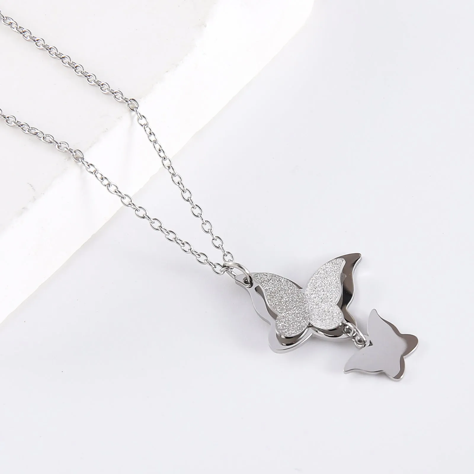 Minimalist Butterfly Insect Stainless Steel Polishing Necklaces