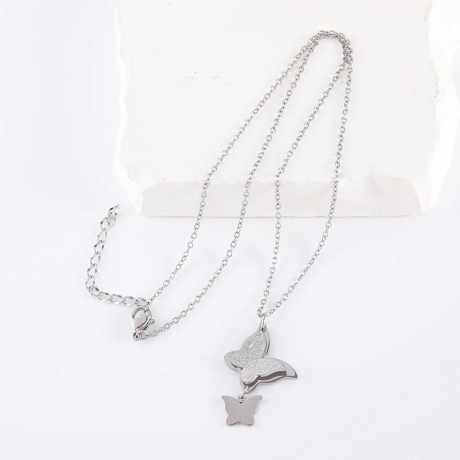 Minimalist Butterfly Insect Stainless Steel Polishing Necklaces