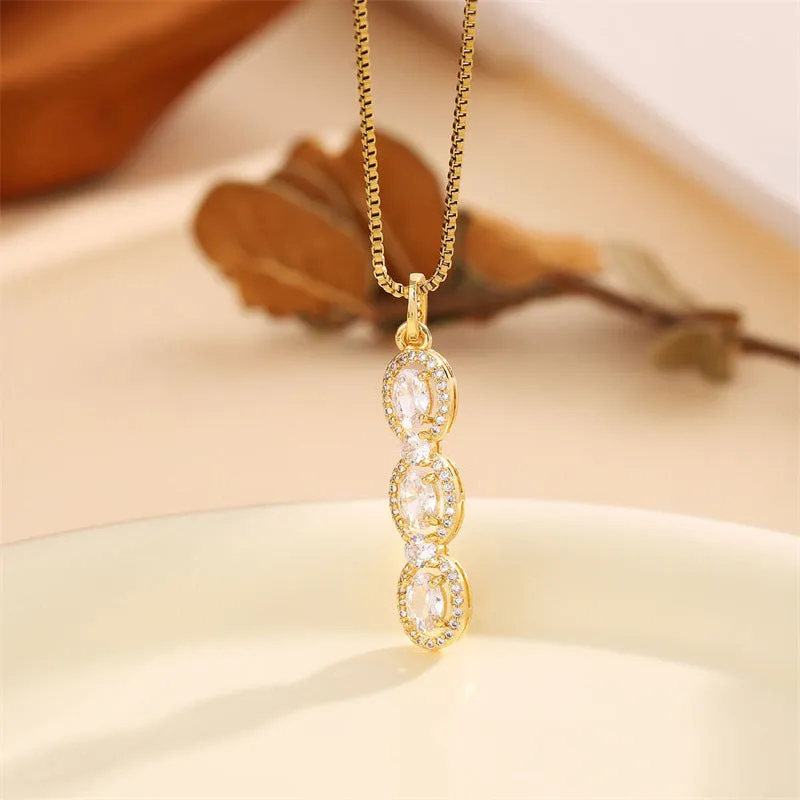 Minimalist Ellipse Stainless Steel Electroplating Necklaces
