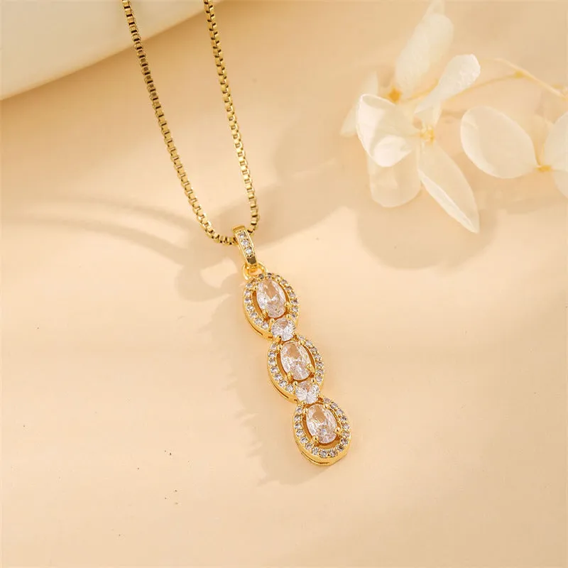 Minimalist Ellipse Stainless Steel Electroplating Necklaces