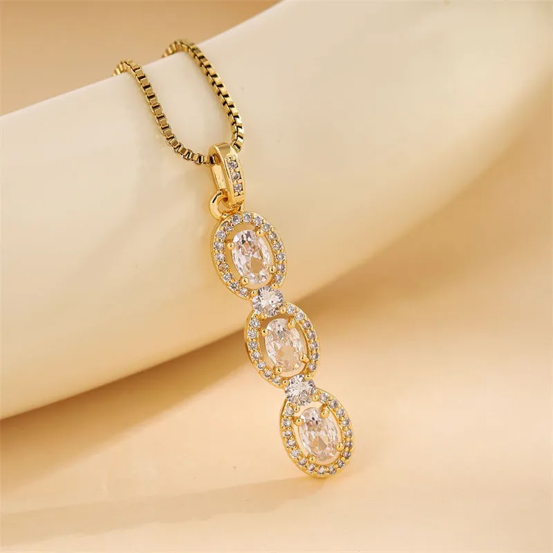 Minimalist Ellipse Stainless Steel Electroplating Necklaces