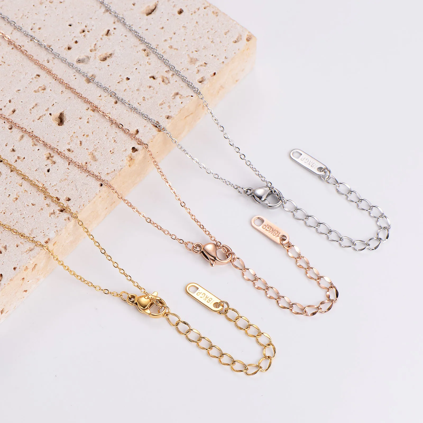 Minimalist Stripe Circle Stainless Steel Electroplating Necklaces