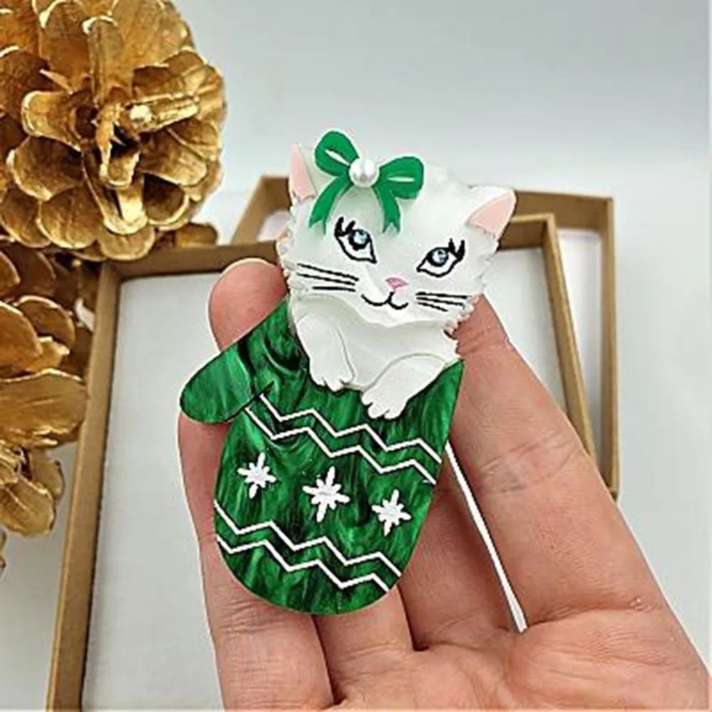 Mitten Kitten Brooch by Cherryloco Jewellery