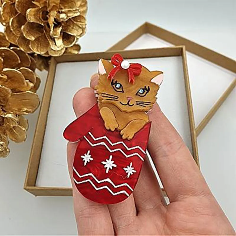 Mitten Kitten Brooch by Cherryloco Jewellery