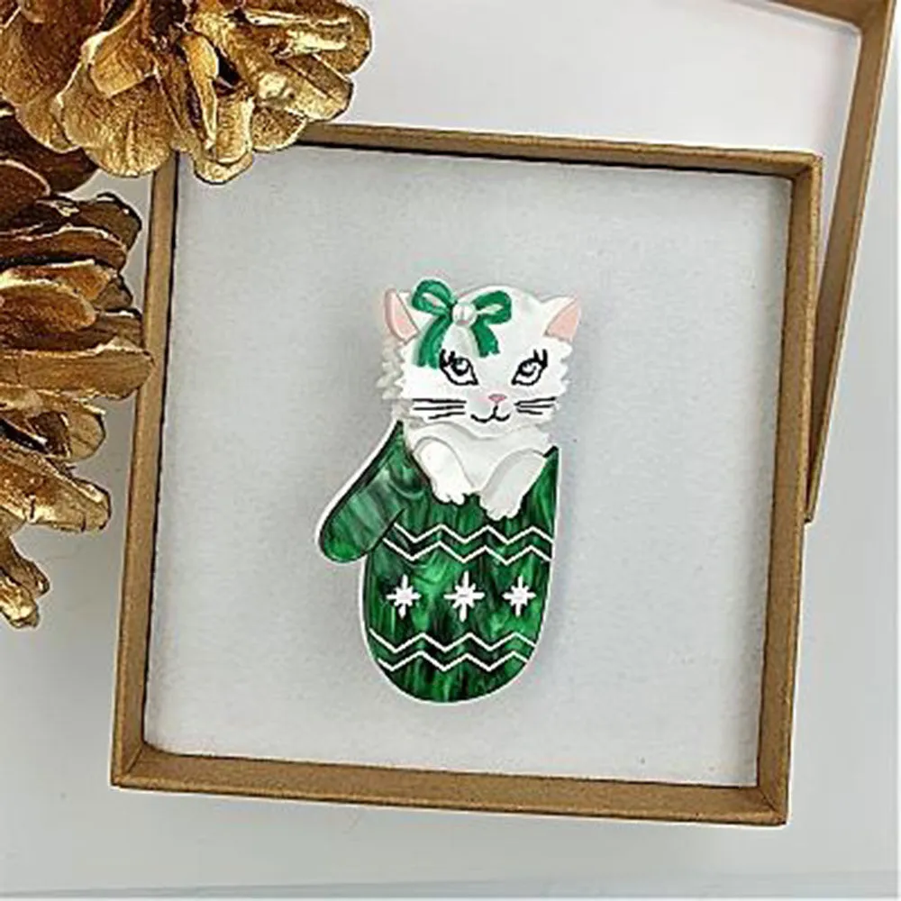Mitten Kitten Brooch by Cherryloco Jewellery