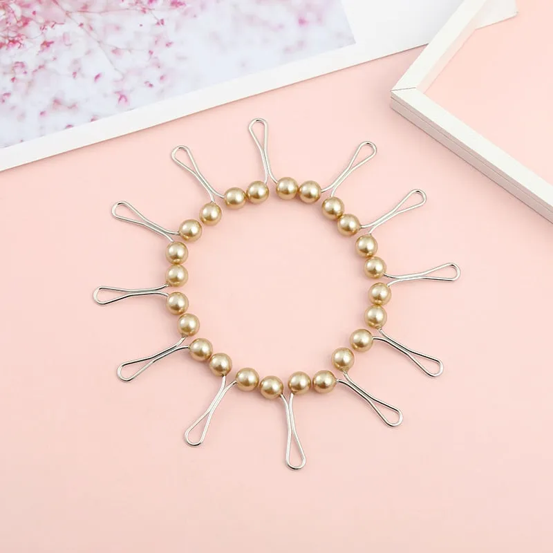 Multicolor Headscarf  Pearl Pins Clips Pins Hijab Scarf Clips Muslim Arab Shawl Islamic Accessories Women Jewelry