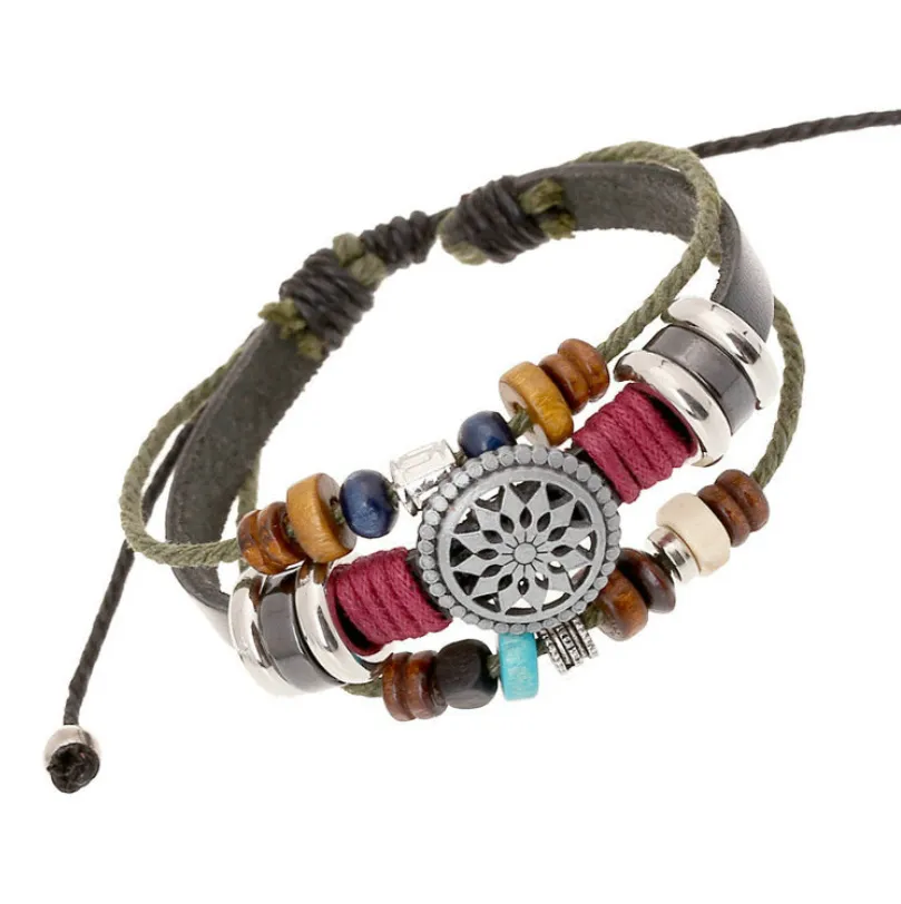 new retro multi-layer beaded bohemian bracelet manufacturers supply hand-woven leather bracelet wholesale