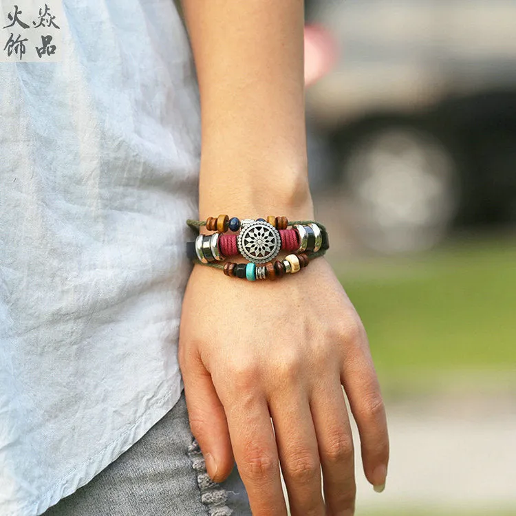 new retro multi-layer beaded bohemian bracelet manufacturers supply hand-woven leather bracelet wholesale