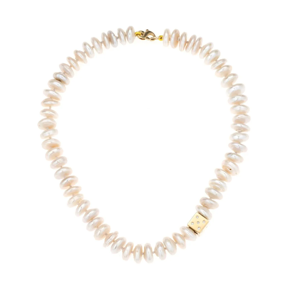 Pearl Coin Diamond Dice Big Bead Necklace