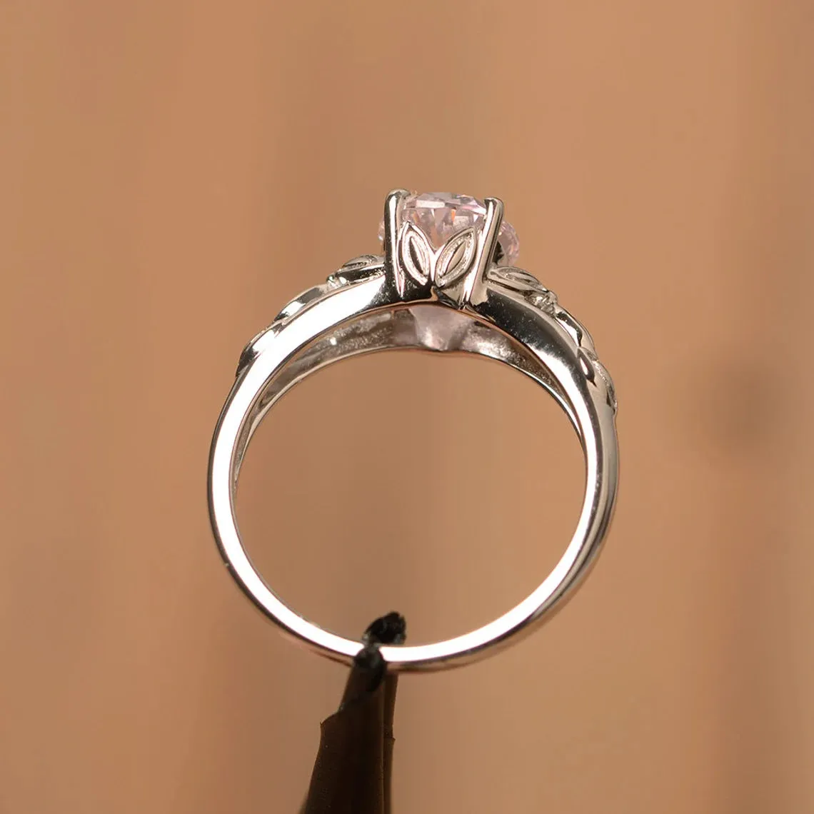 Pink Cubic Zirconia Oval Cut Solitaire Statement Ring - 925 Sterling Silver Ring