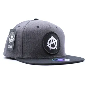 Pins & Bones Anarchy Snapback Punk Hardcore Hat One Size Fits All, Anarchy Liberty Alternative Fashion Cotton Grey Black