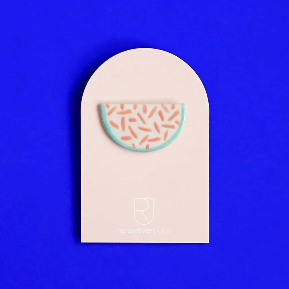 Porcelain brooch Melon