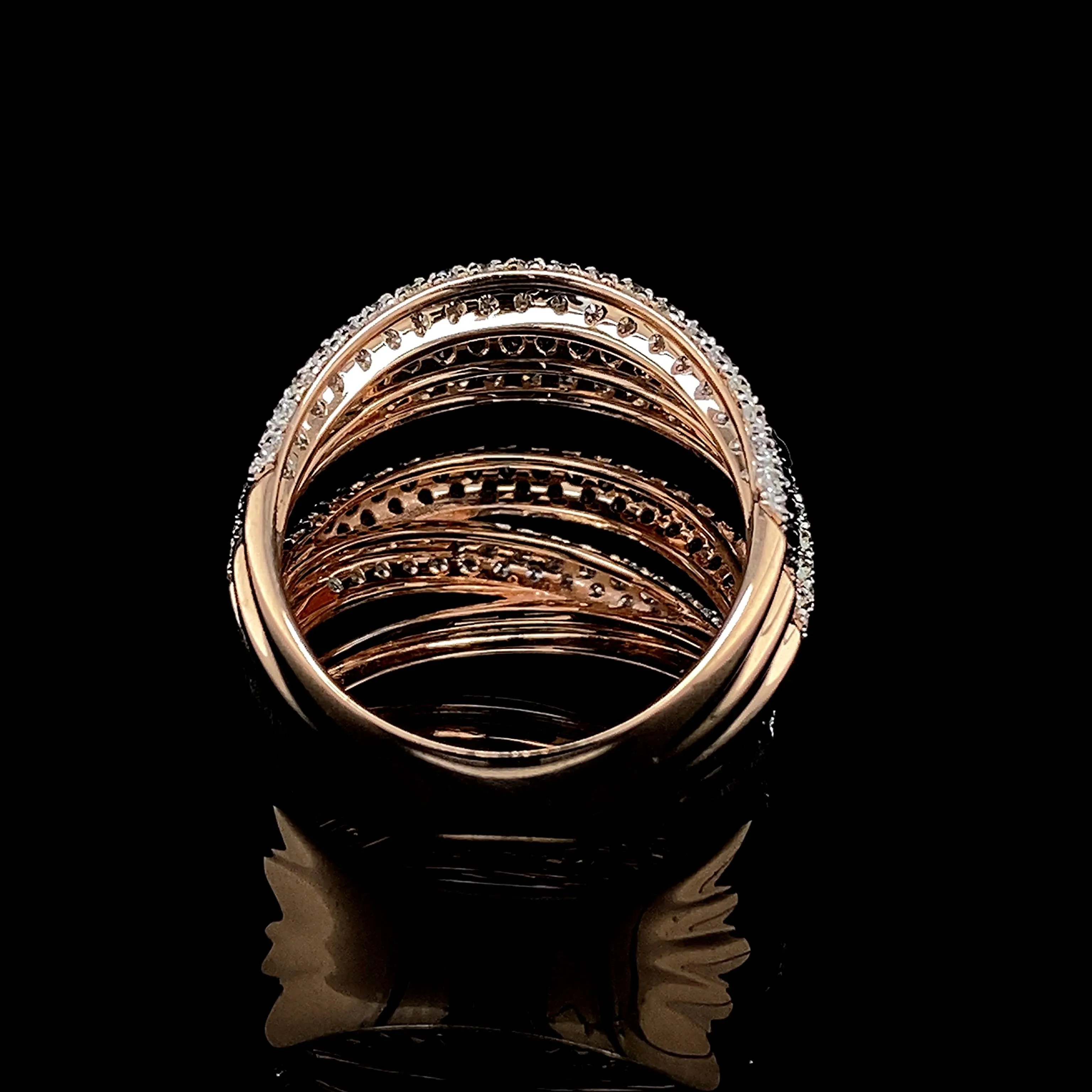 PREORDER | Black & White Diamond Crossover Statement Ring 14kt