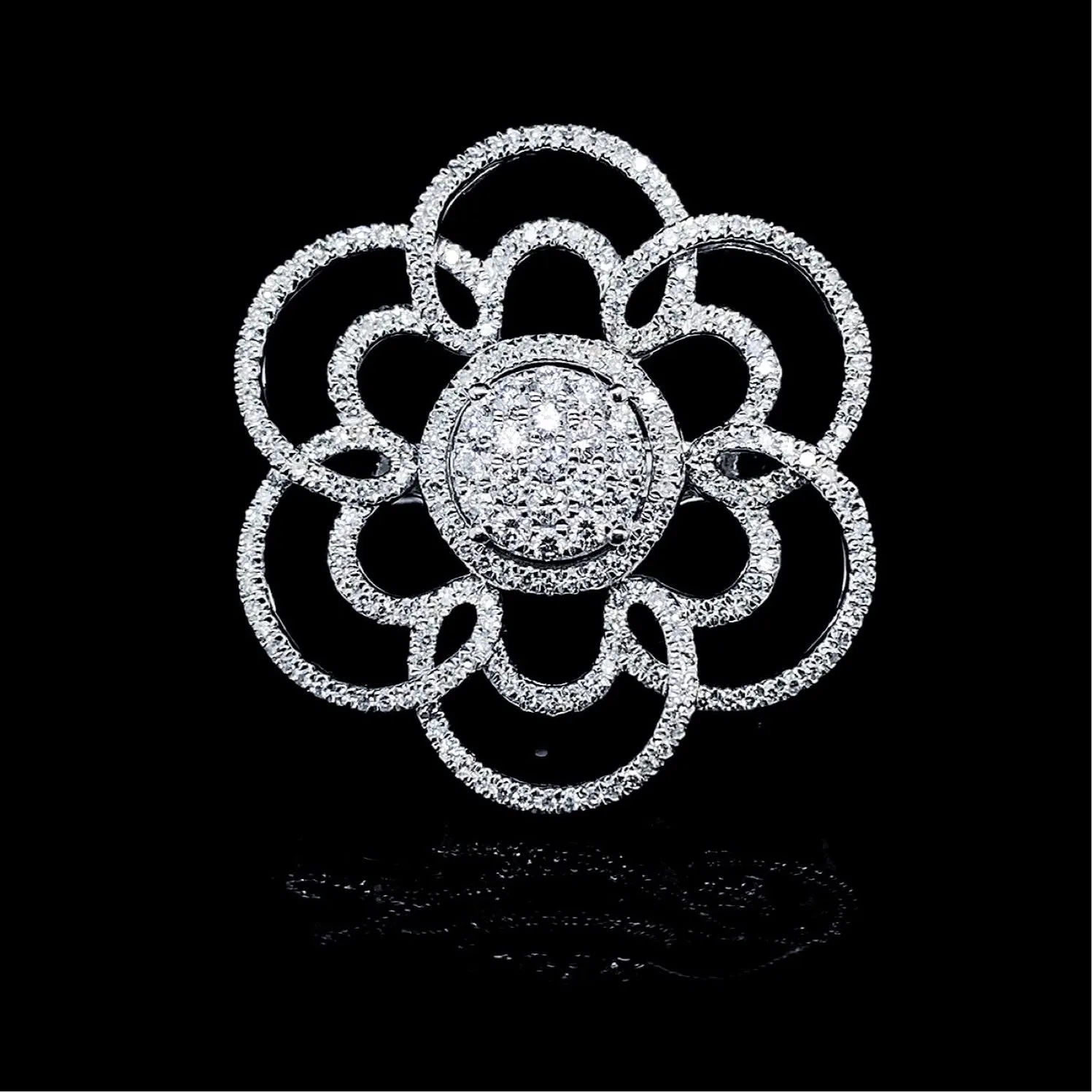 PREORDER | Large Round Floral Statement Diamond Ring 14kt
