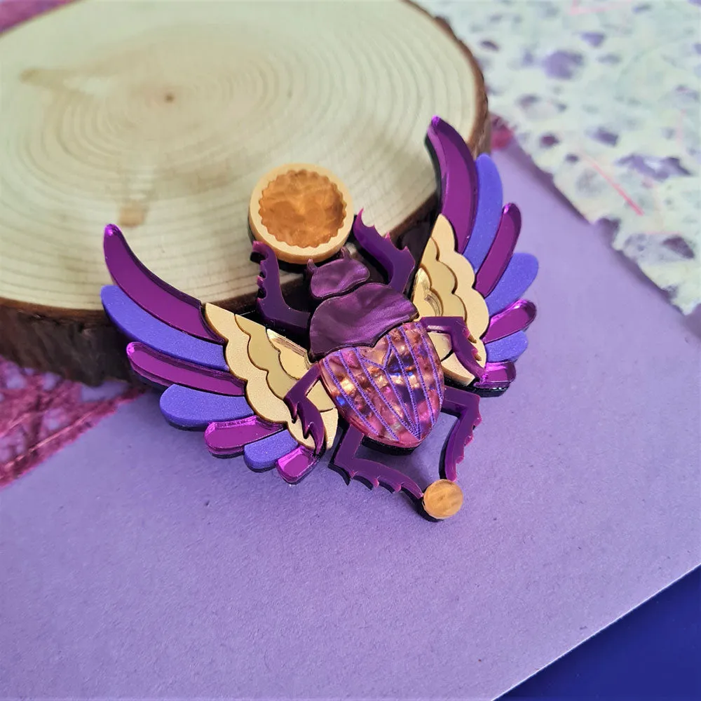 Purple Winged Scarab Beetle Brooch by Cherryloco Jewellery