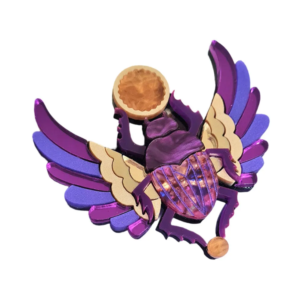 Purple Winged Scarab Beetle Brooch by Cherryloco Jewellery