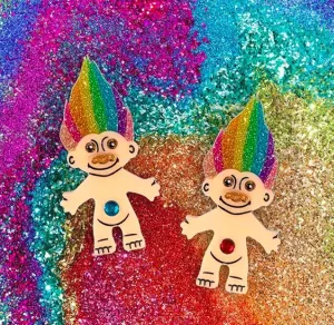 Rainbow Troll Brooch by Lipstick & Chrome
