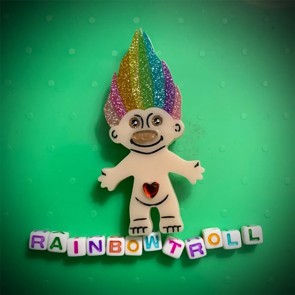 Rainbow Troll Brooch by Lipstick & Chrome