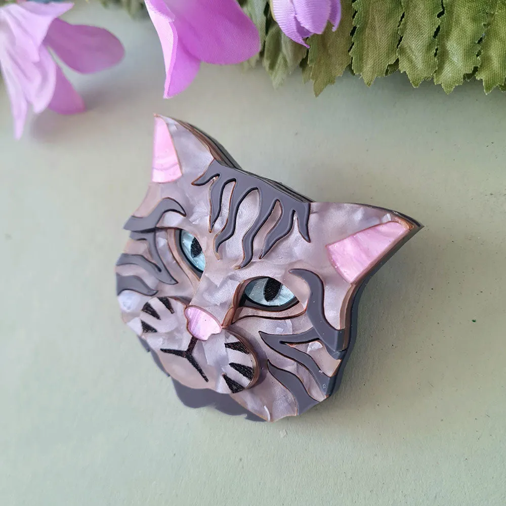 Scottish Wild Cat Grey Tabby Necklace by Cherryloco Jewellery
