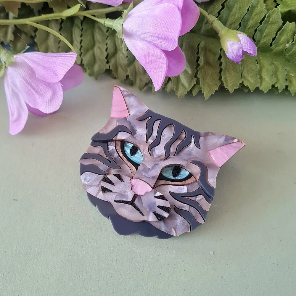 Scottish Wild Cat Grey Tabby Necklace by Cherryloco Jewellery