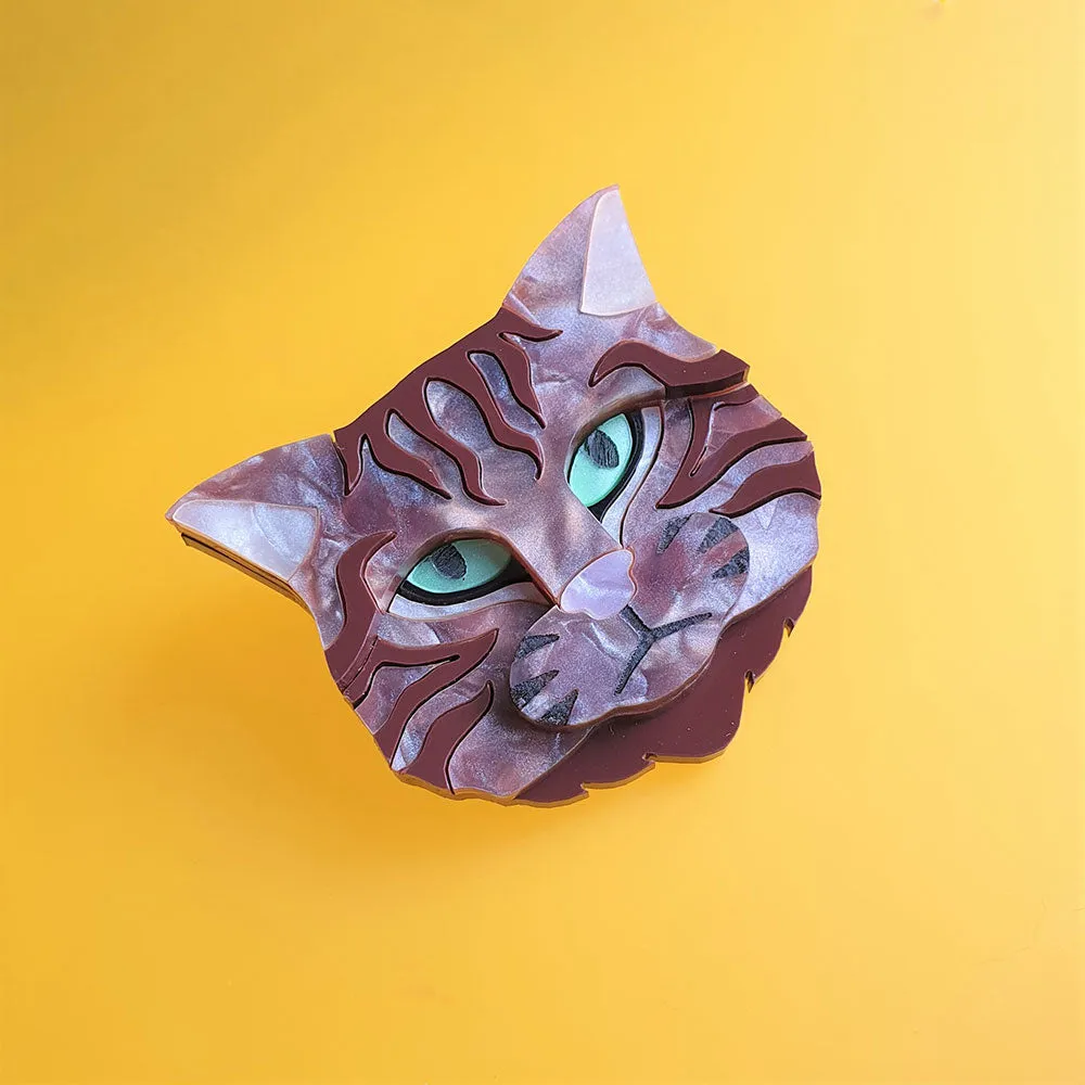 Scottish Wildcat Bronze Shimmer Colourway Brooch by Cherryloco Jewellery