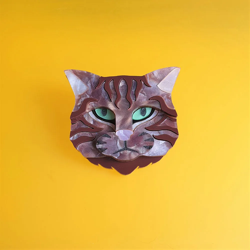 Scottish Wildcat Bronze Shimmer Colourway Brooch by Cherryloco Jewellery