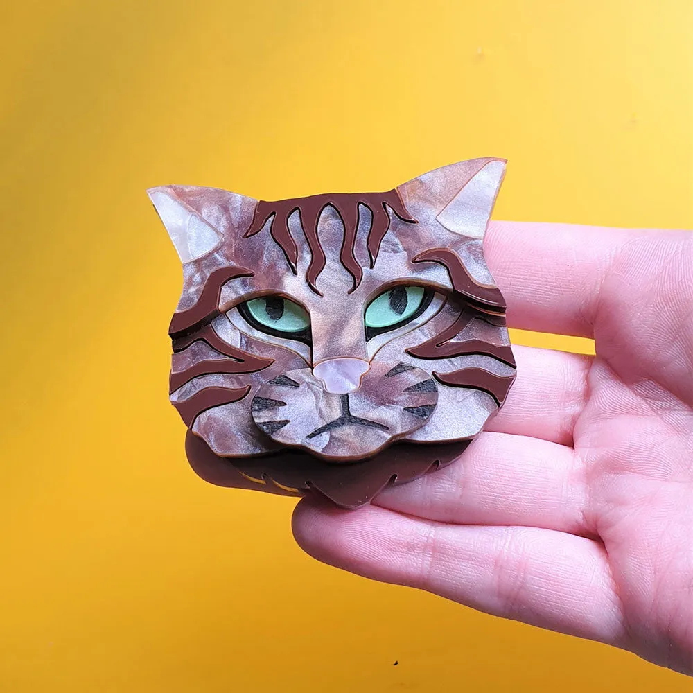 Scottish Wildcat Bronze Shimmer Colourway Brooch by Cherryloco Jewellery