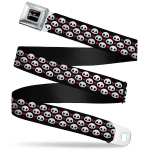 SKELANIMALS Title Logo Full Color Black/White/Red Seatbelt Belt - Skelanimals Face Logo and Heart Black/White/Red Webbing