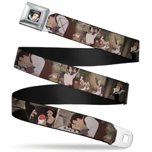 Snow White Full Color Black Seatbelt Belt - Snow White Scenes Webbing