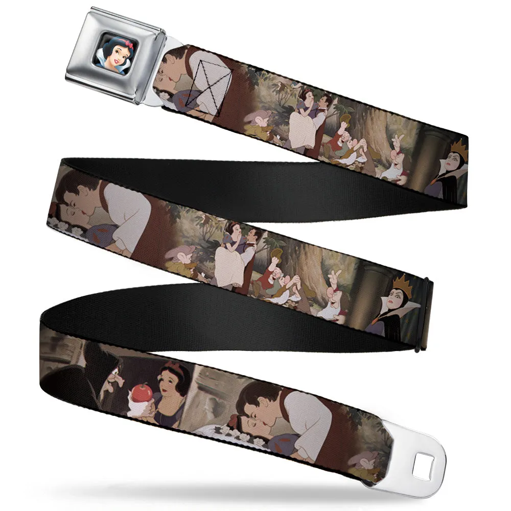Snow White Full Color Black Seatbelt Belt - Snow White Scenes Webbing
