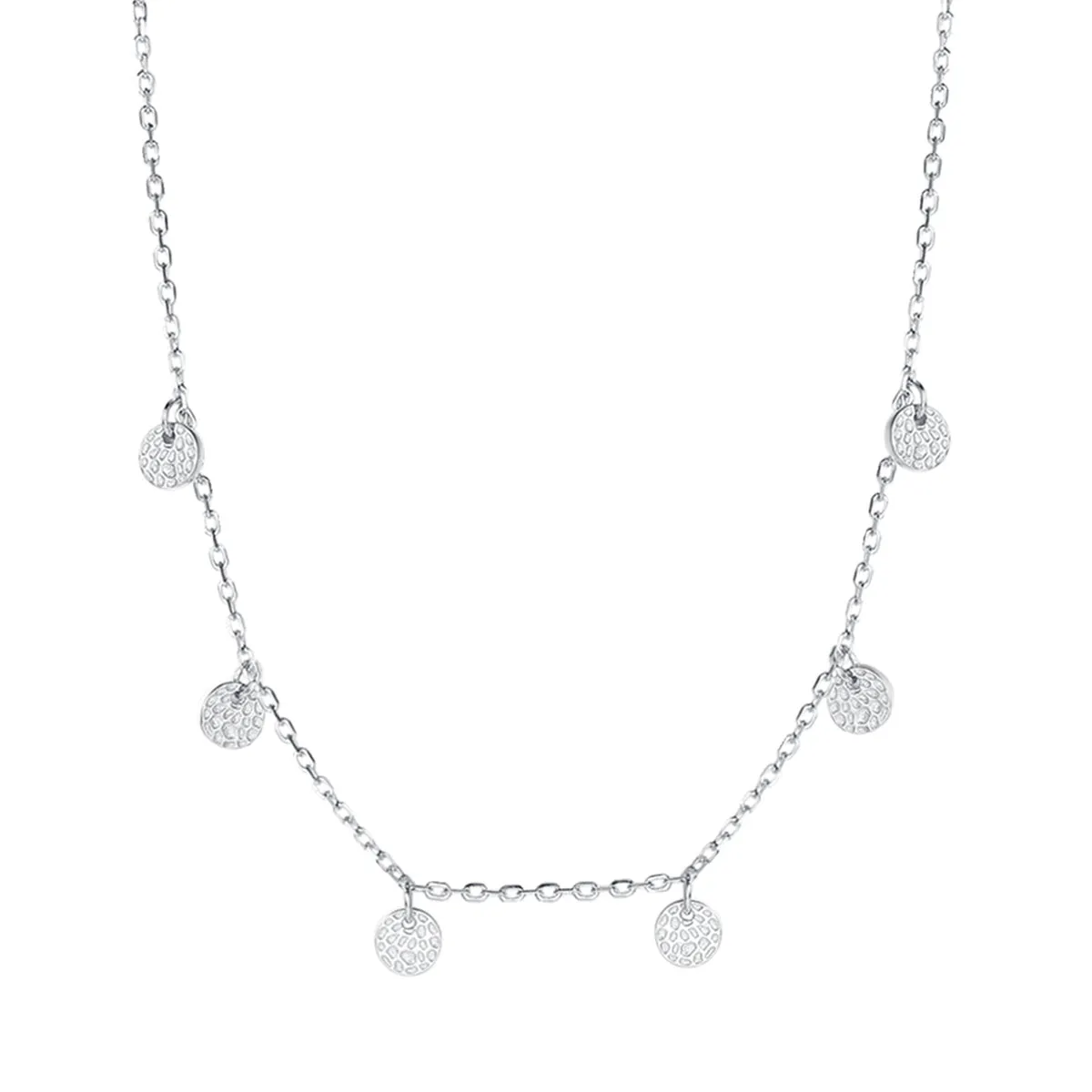 Textured Coins Sterling Silver Necklace